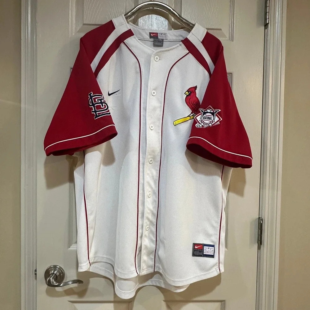 Nike St Louis Cardinals MLB Baseball Jersey Mens XL White Red Button Front Mesh